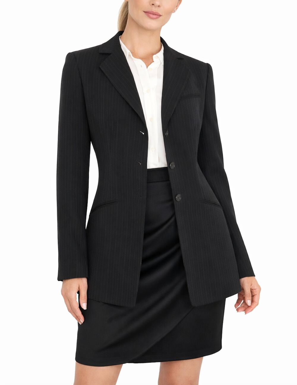 Anne Klein Black Pinstripe Blazer Formal Corpcore Small